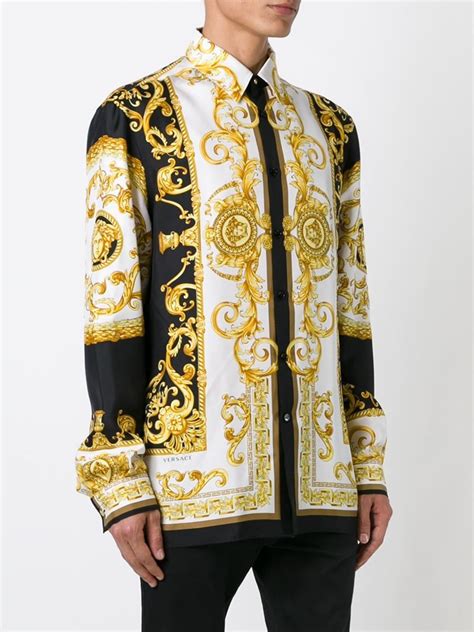 versace shirt blue and gold|gold versace shirts for men.